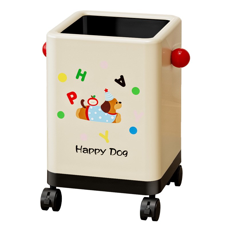 客厅垃圾桶家用2025新款高颜值卧室大号大容量可移动卫生桶带轮子