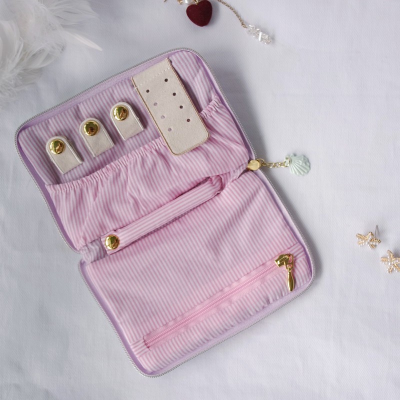 日韩刺绣布艺折叠首饰包 少女旅行便携收纳包 戒指耳钉项链收纳袋