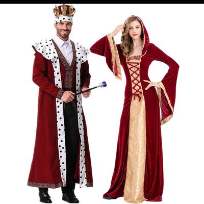 万圣节cos服情侣服饰女生男装穿搭服装中世纪宫廷国王皇后服装长