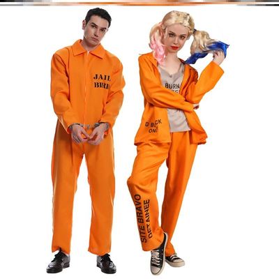 万圣节cos服情侣服饰女生男装穿搭服装欧美橙色囚犯服连体衣制服