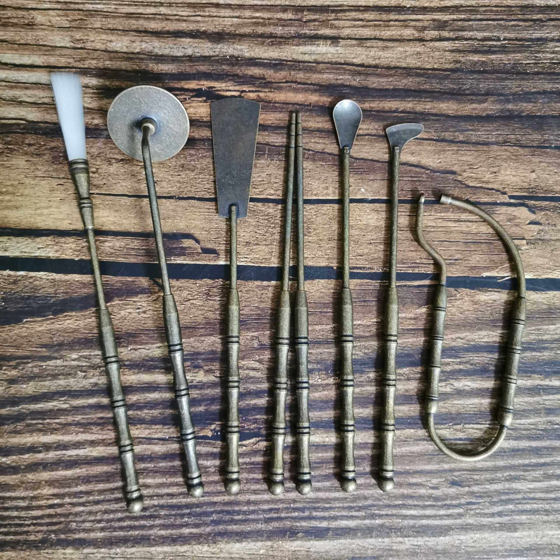 仿古做旧青铜色香具7件套 香篆灰压香勺铲筷子银叶镊扫打篆隔火熏,模玩/动漫/周边/娃圈三坑/桌游,模型制作工具/辅料耗材,淘宝优惠券,粉丝福利购,淘宝优惠卷