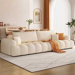 沙发奶油风猫抓布泡芙沙发客厅小户型猫爪皮直排云朵科技布艺沙发