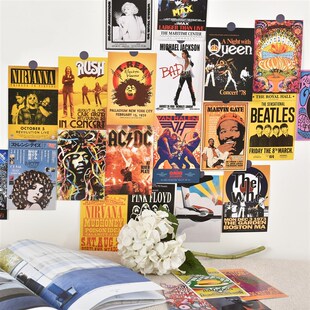 墙贴画摇滚乐队贴纸海报房间布置拍照背景卧室墙面遮丑装饰卡片