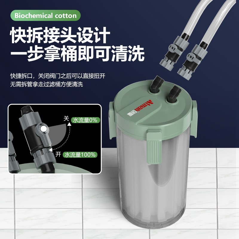 Atman创星 新品鱼缸前置过滤桶水族箱无动力前置过滤器串联过滤桶