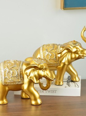 客厅玄关大象摆件一对招财镇宅工艺品欧式电视柜酒柜对象家居饰品