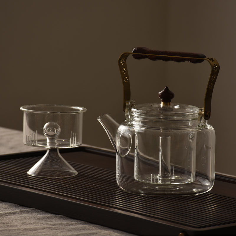 耐高温玻璃蒸煮两用茶壶双内胆烧水壶泡茶壶过滤煮茶器养生泡茶器
