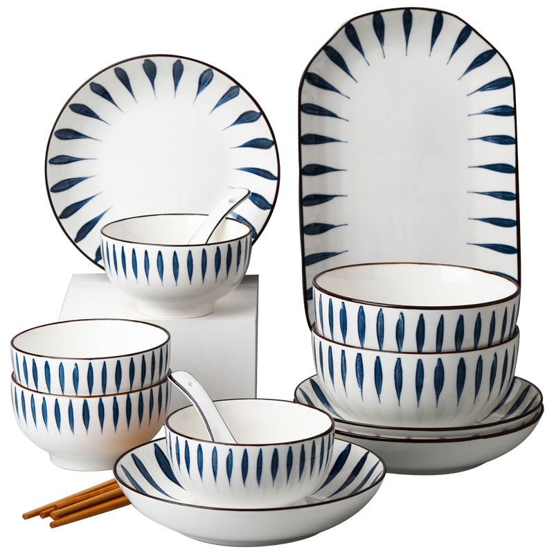 创意个性餐具2/4人用 家用泡面碗鱼盘组合 日式学生宿舍碗碟套装