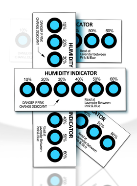 湿度指示卡片湿度卡湿度测试卡5-60% 3点 6点蓝色变U粉红色250张