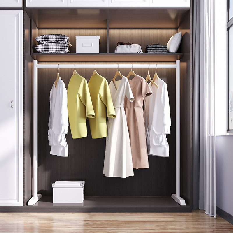 衣柜挂衣杆衣柜内伸缩杆r家用简易加厚衣柜架置物架衣杆落地晾衣
