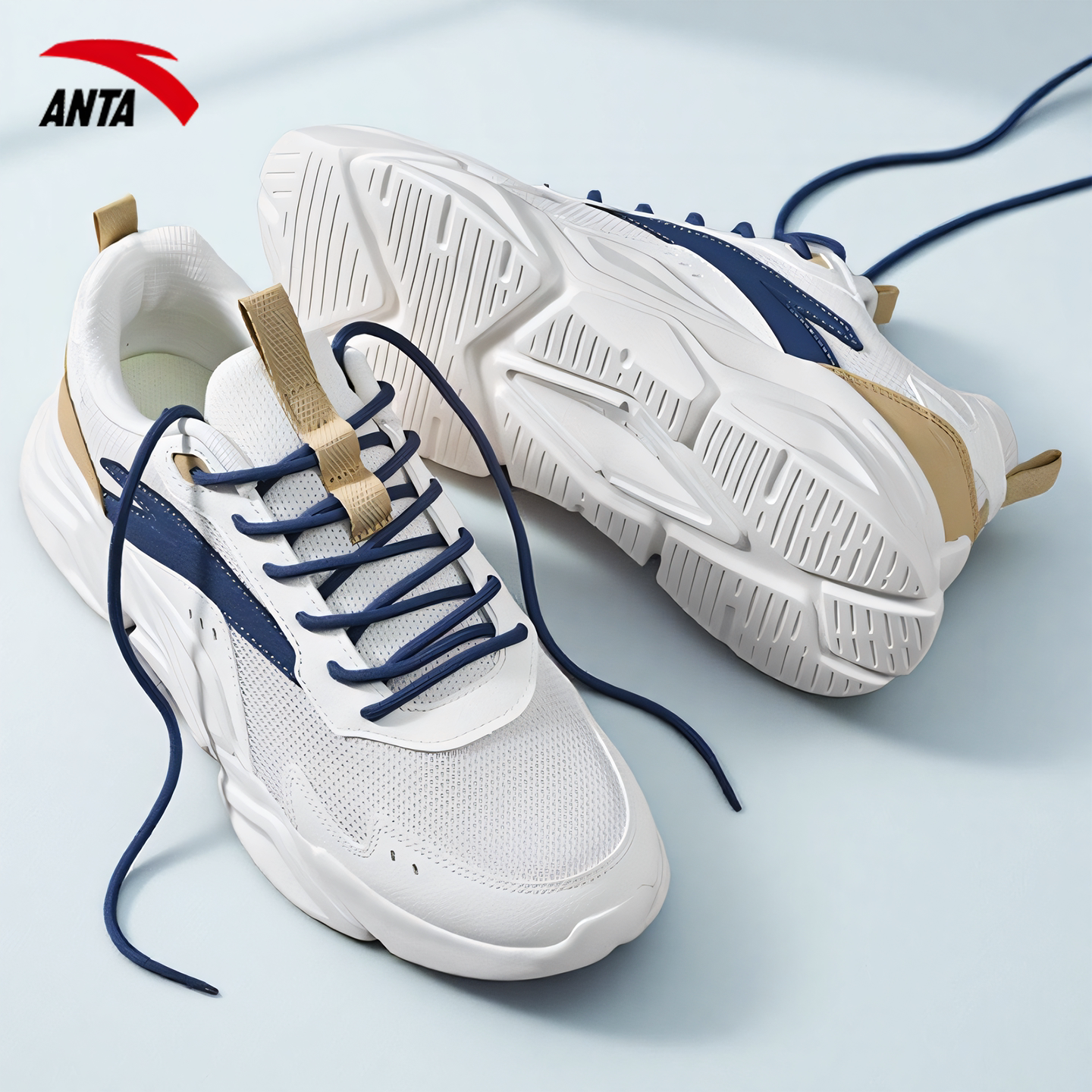 安踏运动鞋青少年鞋子男初中生夏季网面透气厚底跑步鞋潮流休闲鞋