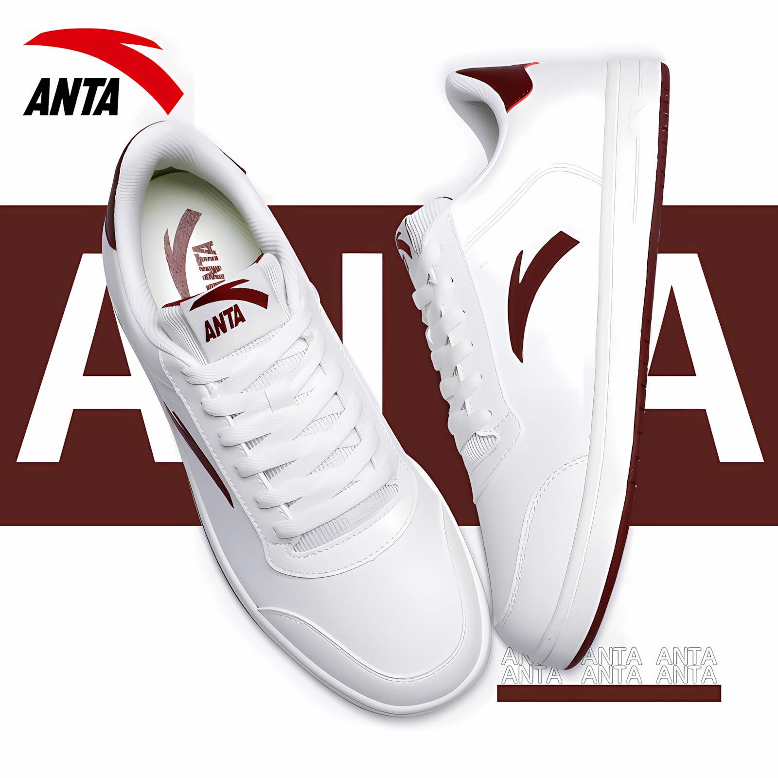 安踏板鞋男款休闲鞋2026新款秋透气鞋子青少年潮鞋百搭经典小白鞋