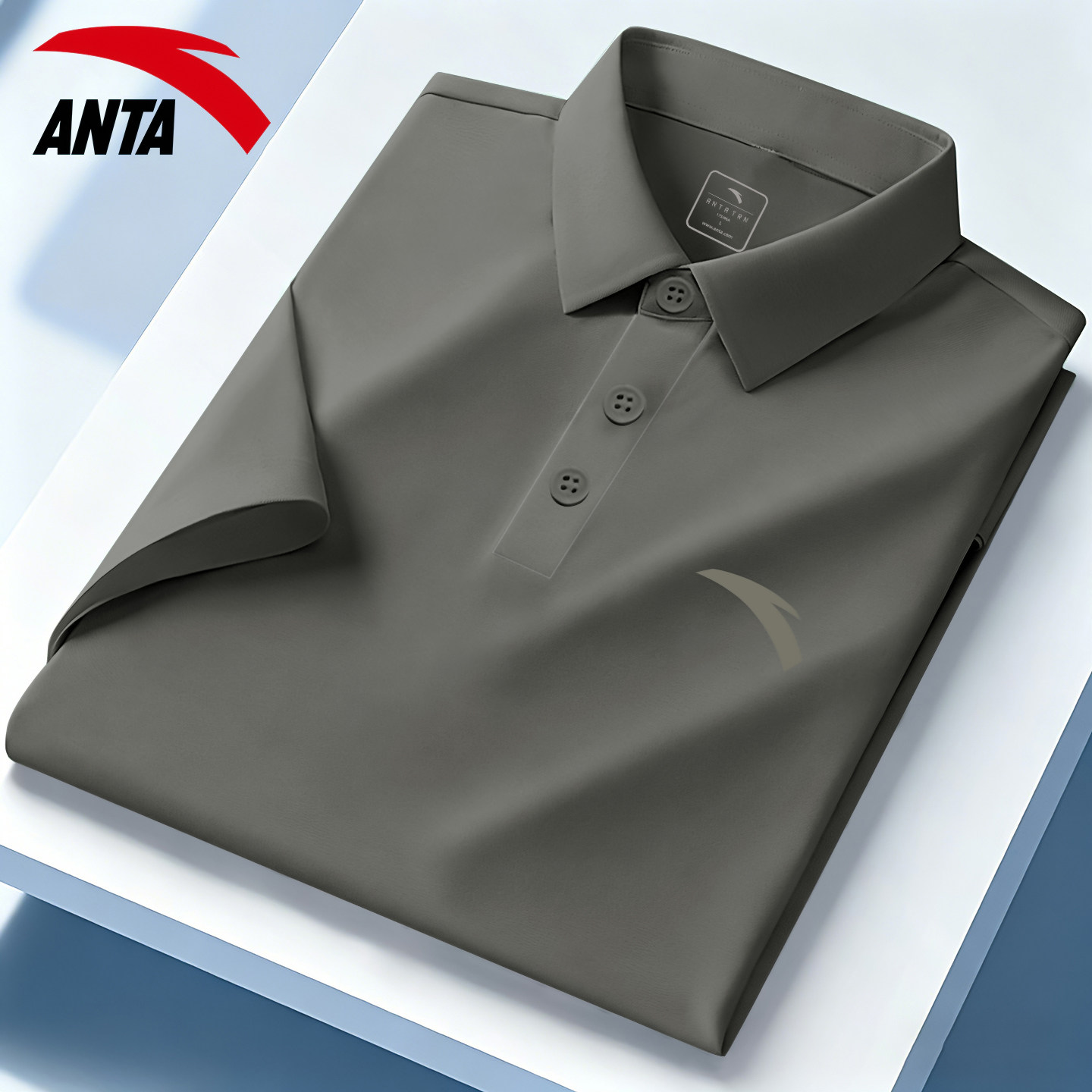 安踏速干Polo衫男士短袖t恤夏季新款透气商务风翻领健身运动上衣