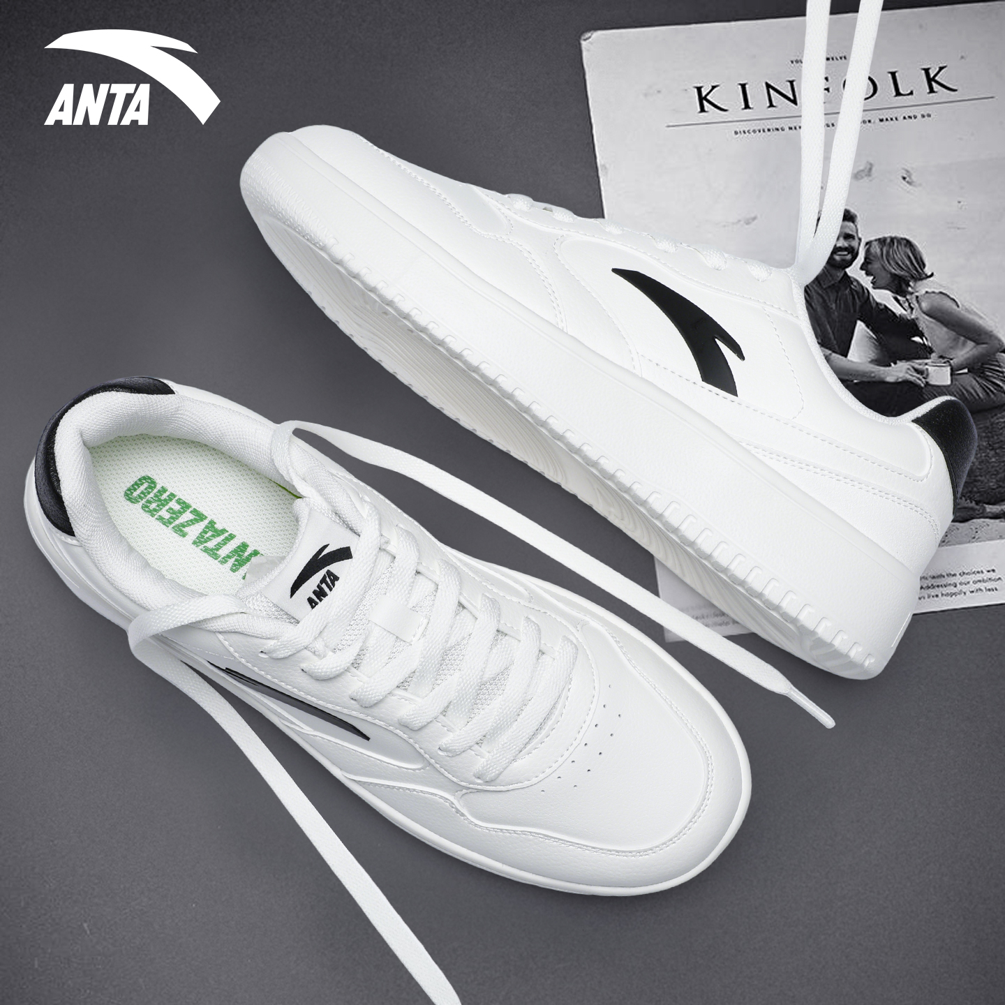 安踏板鞋厚底增高运动休闲鞋男款