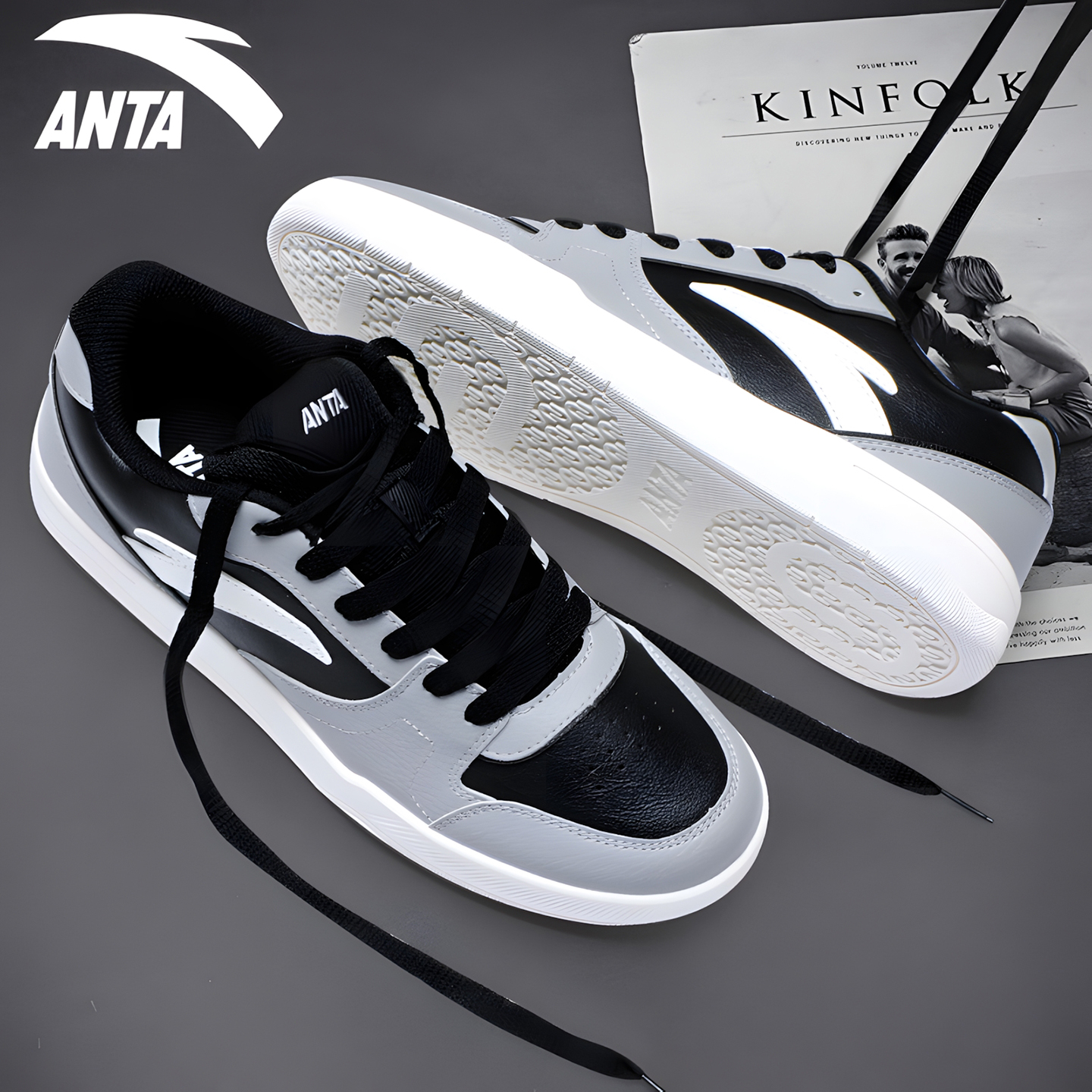 安踏男生板鞋低帮百搭运动休闲鞋