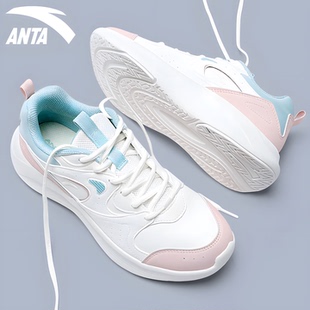 安踏女鞋跑步鞋2026新款皮面防水女士休闲跑鞋软底轻便减震运动鞋