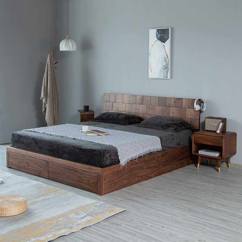 北欧全实木箱体床黑胡桃木储物双人床现代简约高箱床收纳床气压床,3C数码配件,摄像机配件,淘宝优惠券,粉丝福利购,淘宝优惠卷