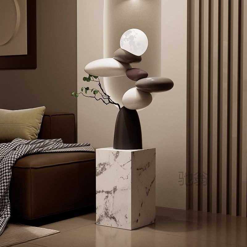 麓r轻奢石来运转落地摆件客厅高级感电视柜沙发旁夜灯装饰品乔迁