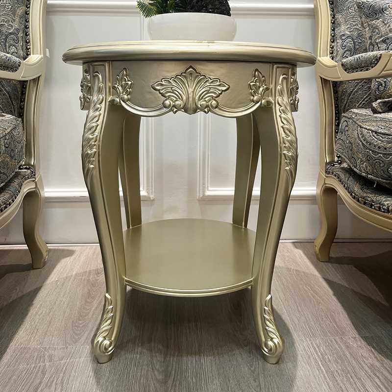 美式简约实木圆几整装款沙发角几客厅轻奢家用边几现代装饰小茶几