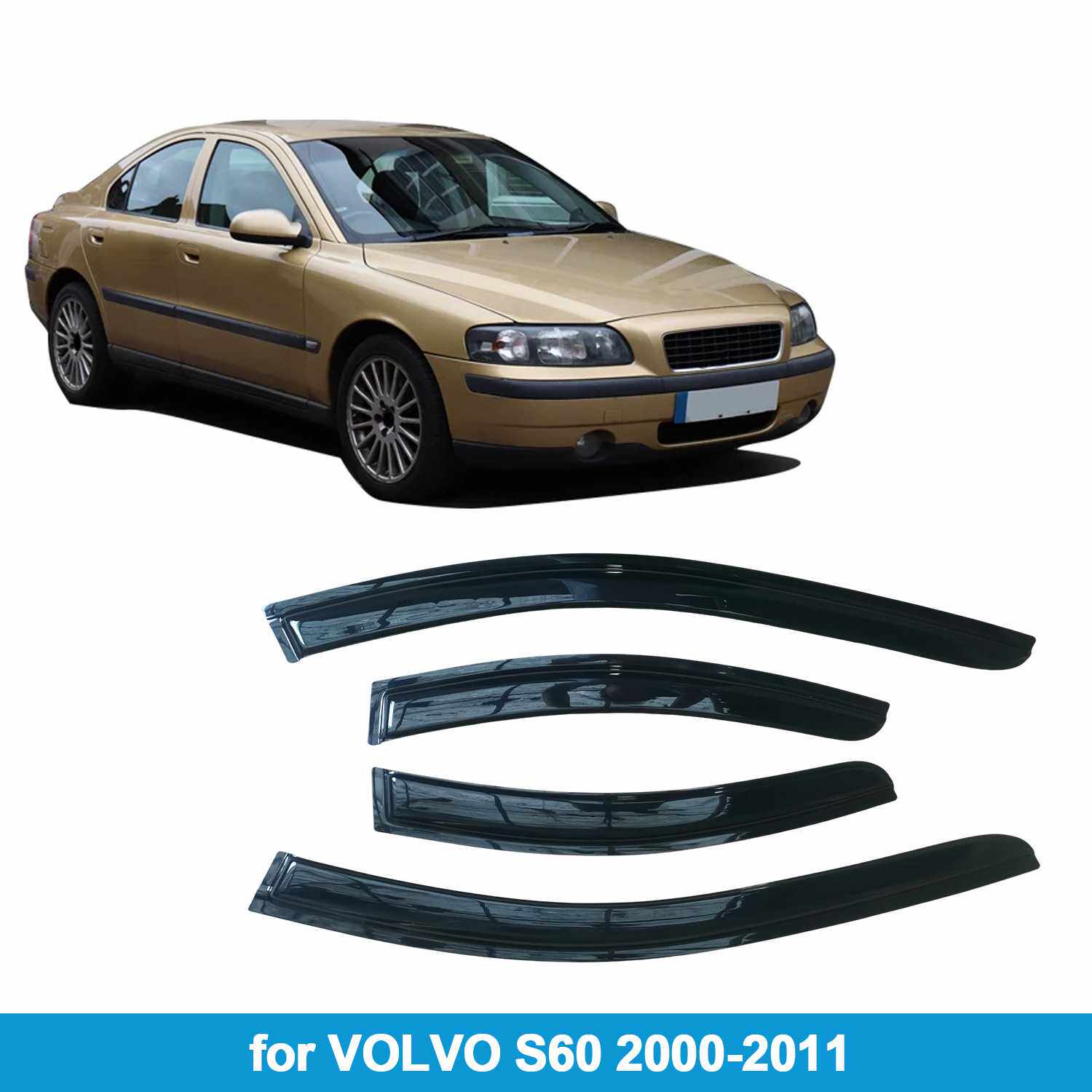 适用沃尔沃Volvo S60 2000-2011晴雨挡侧窗导流板雨眉加厚注塑