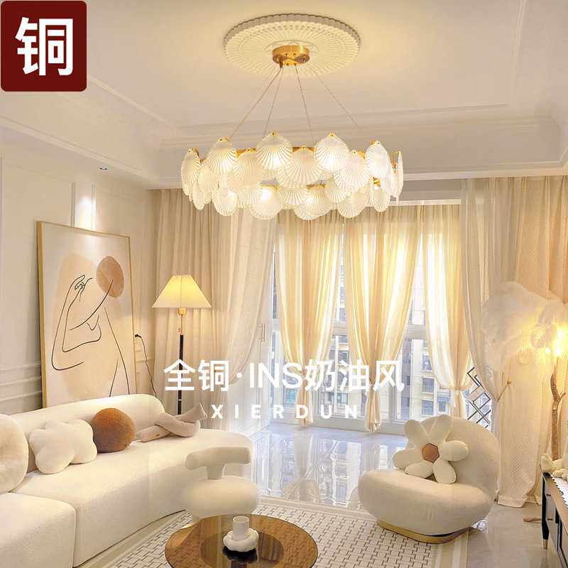 2023年法式客厅吊灯水晶灯现代简约大气奶贝餐厅卧室灯奶油风灯具