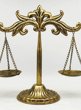 铁艺天平摆件复古工艺装饰模型天秤座道具金属礼物办公桌创意欧式