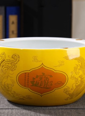 景德镇陶瓷聚宝盆摆件聚财装饰乔迁开业送礼客厅鱼缸黄色