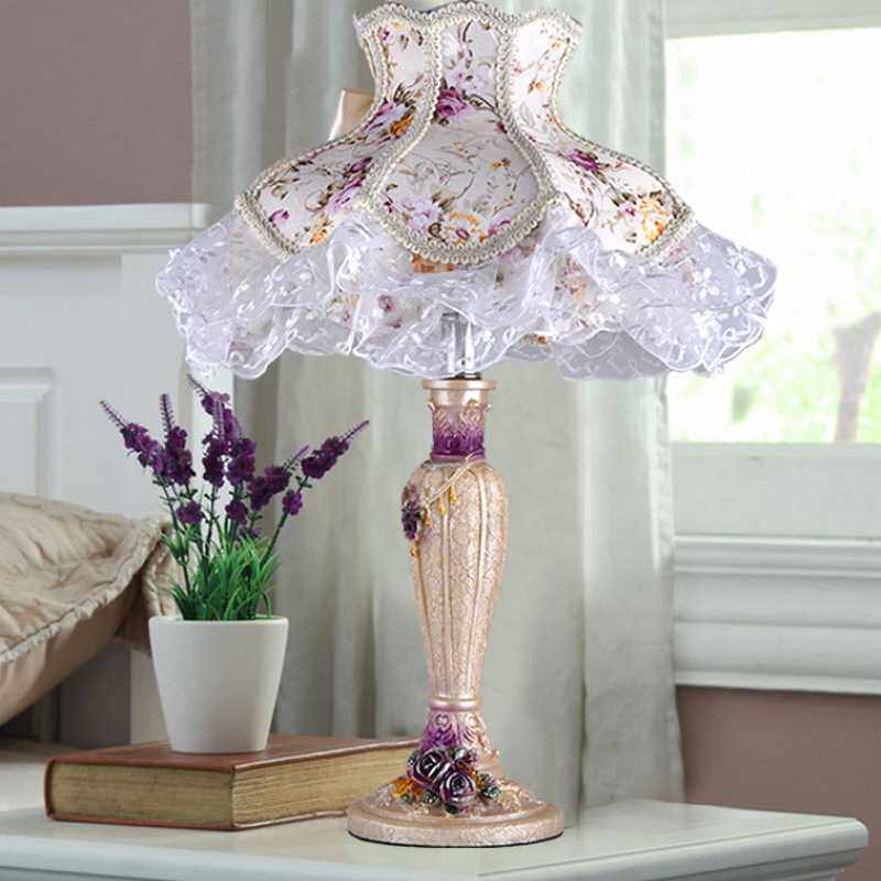 欧式复古公主田园蕾丝台灯卧室床头灯饰婚庆灯具氛围