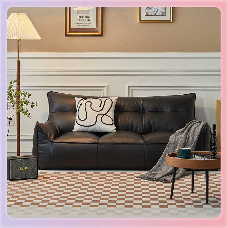 W9YX黑色双人沙发懒人沙发可睡可躺榻榻米卧室客厅服装店单人