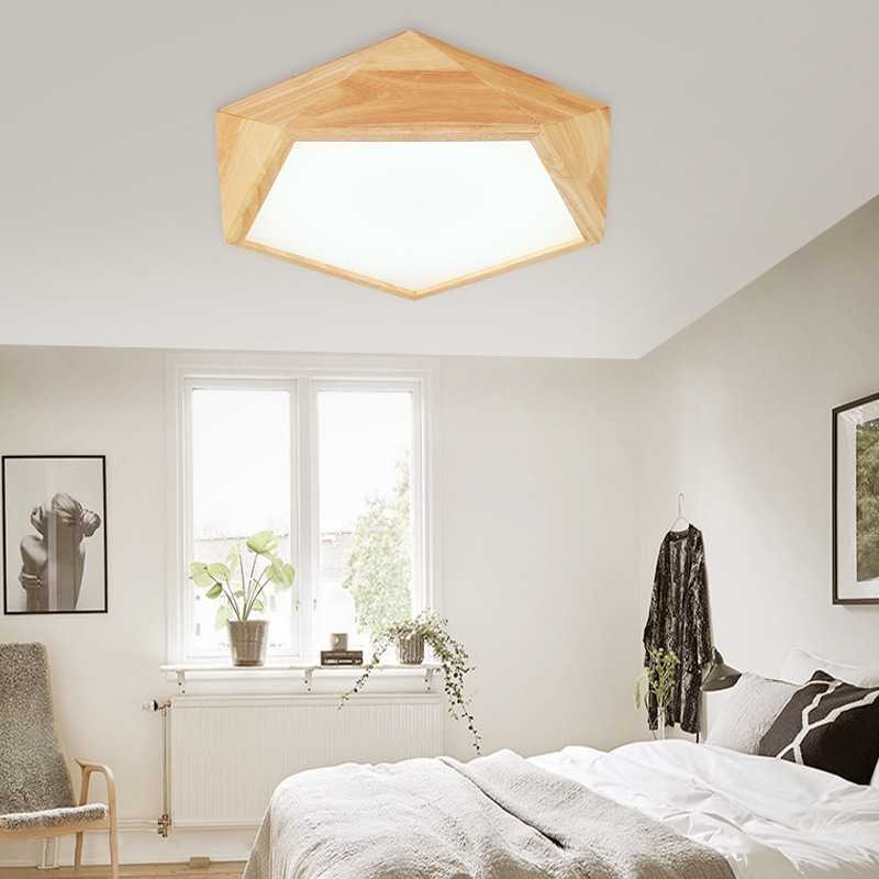 北欧卧室吸顶灯客厅书房现代简约创意个性实木几何钻石LED护眼