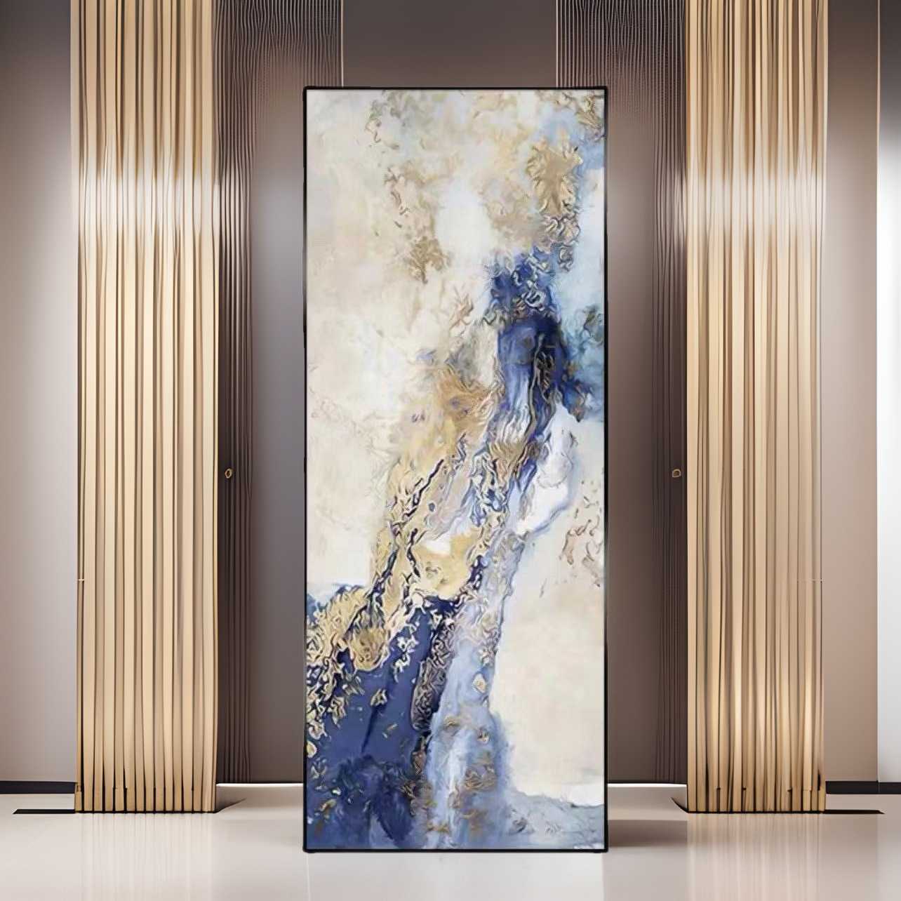 现代客厅入户玄屏风玻璃隔断关家用创意装饰轻奢办公室金属玻璃