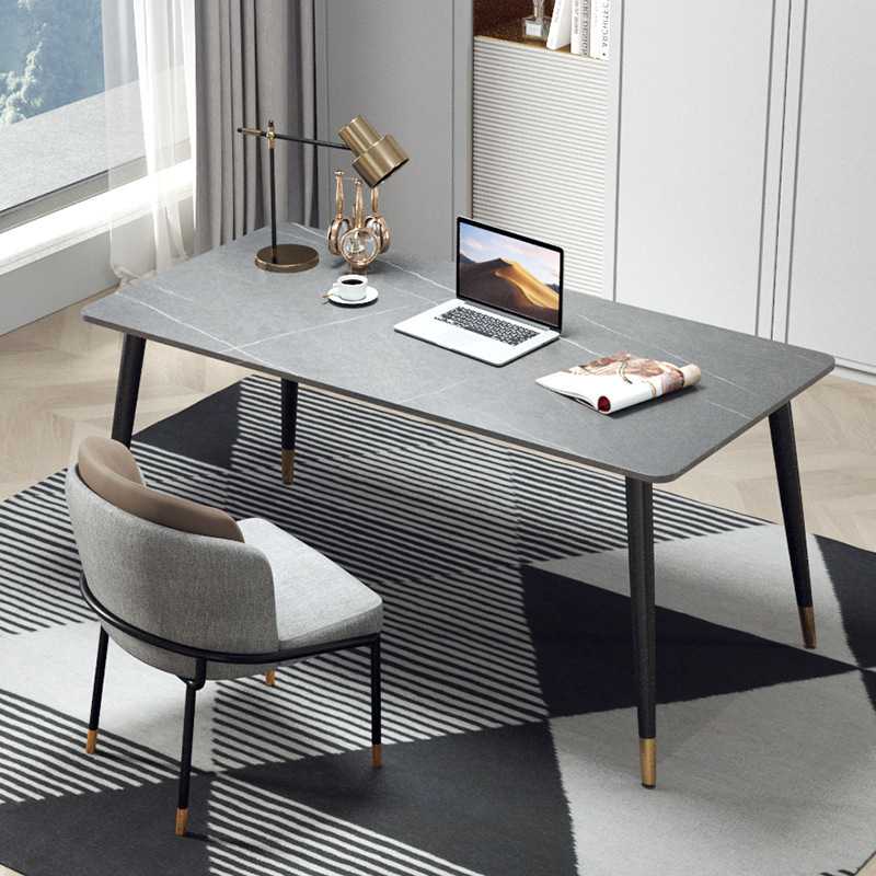 轻奢北欧现代简约岩板电脑桌书桌 办公桌椅组合家用电脑台式桌子