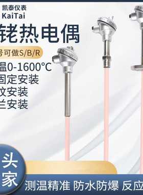 高温S型铂铑热电偶耐高温WRP-130刚玉护套B型铂铑丝高温炉热电偶