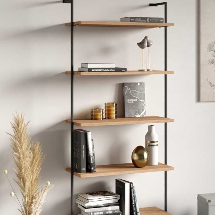 北欧铁艺书架落地置物架客厅实木装饰架多层收纳架简约家用展示架