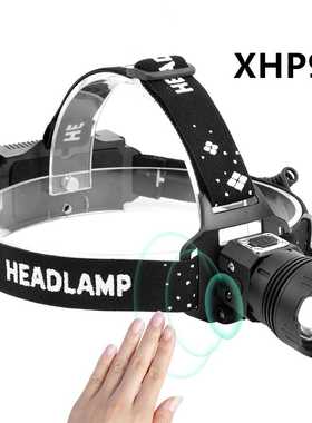 跨境新款XHP100头灯强光9核LED感应头灯多功能防水USB充电P99头灯