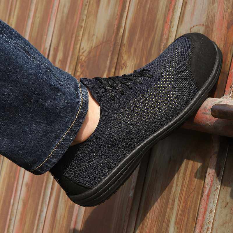 盾王劳保鞋男飞织透气防砸防穿 刺工地鞋女轻便防臭软底夏季鞋H12