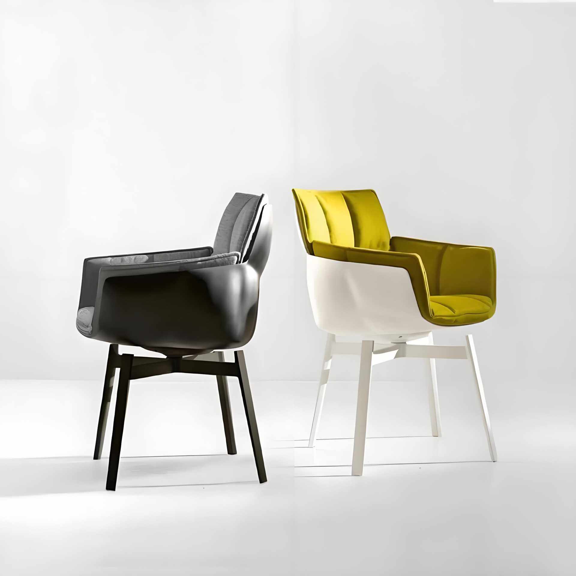 创意个性经典设计师肌肉稻壳田扶手造型北欧玻璃钢休闲洽谈餐椅子