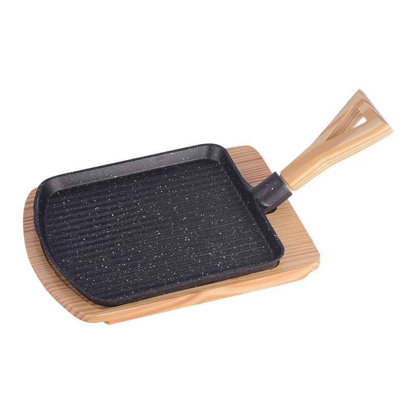 韩式烤盘商用铸铁带把铁板锅铁锹烤肉盘锄头铁板烧肉撮子烧烤盘