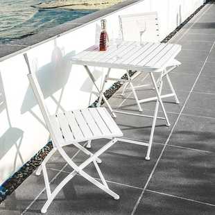 户外折叠桌椅阳台庭院室外桌椅现代简单咖啡吧奶茶店休闲塑木桌椅