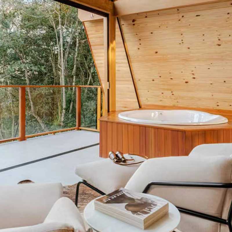 三角形露台木屋可移动别墅小型木房子生态景观园林景区小别墅设计