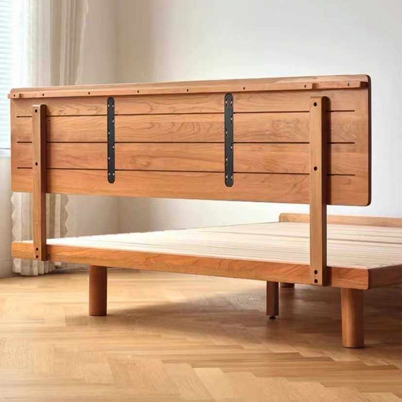 北欧全实木床樱桃木主卧现代简约小户型1.5米1.8米双人床原木家具