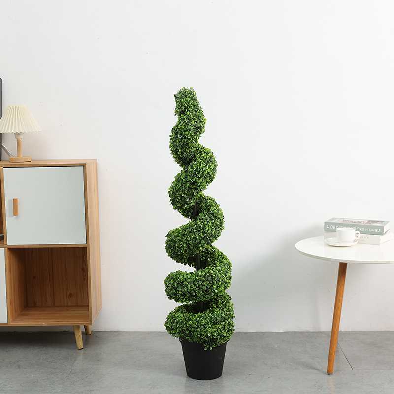 室内装饰螺旋树黄杨木树商场景观布置仿真植物加密米兰仿真树