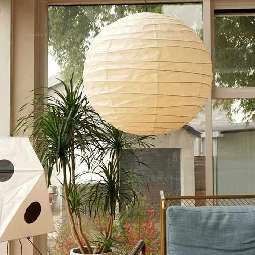 日式侘寂风圆球宣纸吊灯餐厅书房民宿服装店咖啡店前台装饰氛围灯