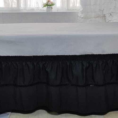 法式黑色蕾丝床裙赫本复古风拼接床围 Elastic Ruffles Bed Skirt