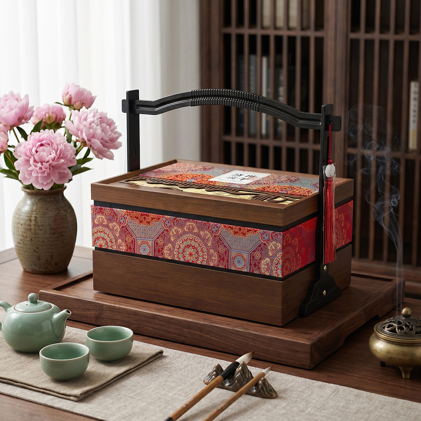 2026端午新款粽子包装盒空盒高档双层红酒手提篮礼盒商务定制LOGO