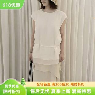 爱与南希十三行2026夏韩系飞飞袖V领直筒宽松系带莱赛尔小衫04400
