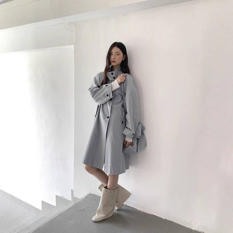 爱与南希十三行极简秋韩风含斜挎包气质通勤中长风衣外套女02894