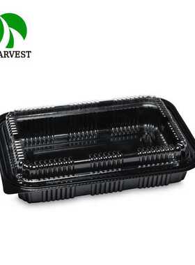 菁禾 一次性餐盒黑色亮面餐盒ops防雾盖餐盒PP/PS塑料打包盒