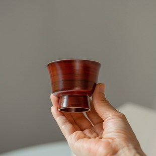 家用复古大容量个人杯功夫R茶具品茗杯主人 手工粉引高脚茶杯日式