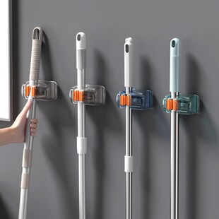 拖把夹拖把挂钩 轻奢风透明拖把架免打孔卫生间拖把G固定器卡扣式