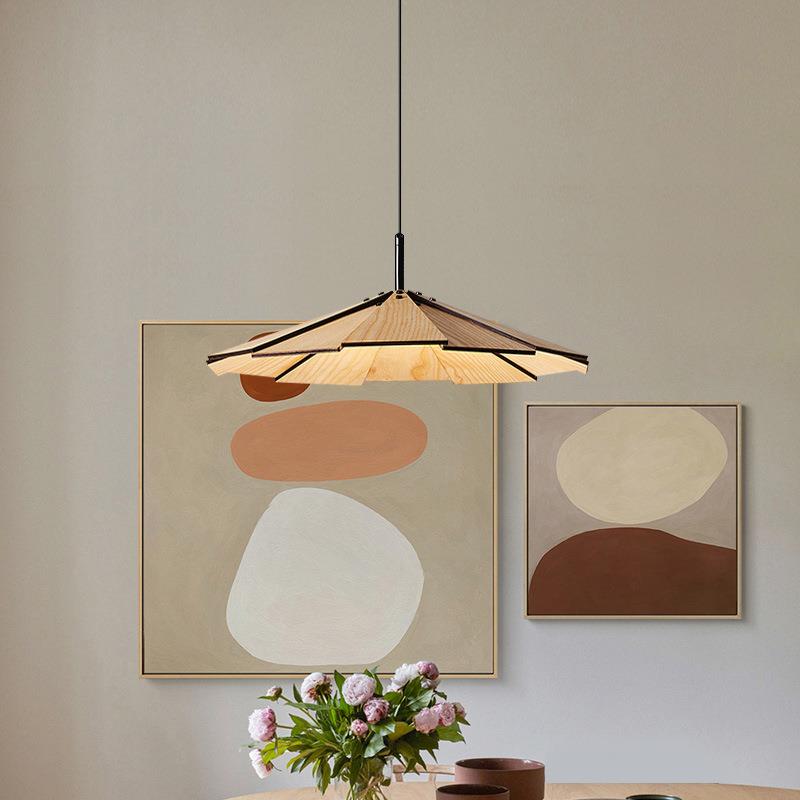 侘寂风原木胡桃木色餐厅日式复古吧台手工木艺阳台民宿卧室书房灯